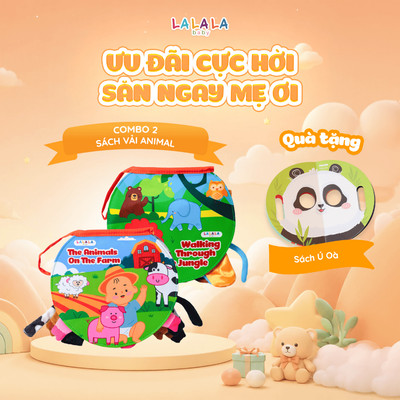 [MUA 2 TẶNG SÁCH Ú ÒA] Đồ chơi vải Animal on the farm Lalala baby đồ chơi vải có âm thanh sột soạt chút chít cho bé