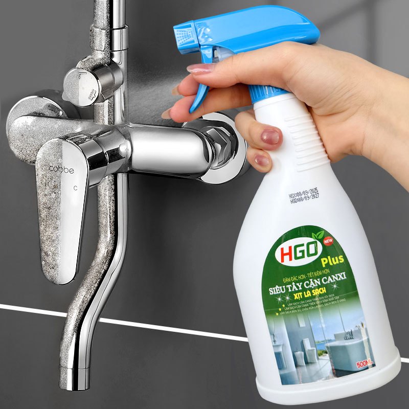 Tẩy Cặn Canxi Nhà Tắm HGO PLUS, Làm Sạch Kính, Vòi Sen, Bồn Sứ, Gạch Men, Gương Soi 500ML