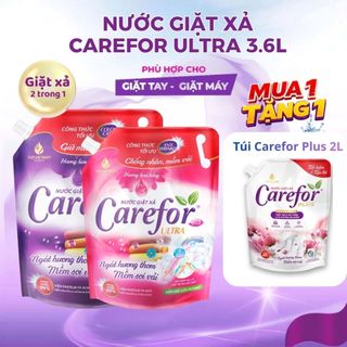 Nước giặt xả Carefor 3,6L + tặng túi 2L tiện lợi lưu hương thơm lâu bền màu mềm vải