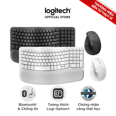 [HSSV] Combo Công thái học - Bàn phím Logitech Wave Keys và Chuột Logitech Lift Vertical