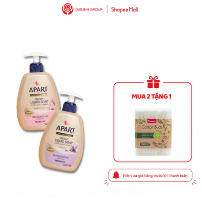 [Mua 2 tặng 1 hộp tăm bông] Nước Rửa Tay Dưỡng Ẩm Apart 500ml – Làm Sạch Dịu Nhẹ, Hương Hoa Mộc Lan & Hoa Nhài