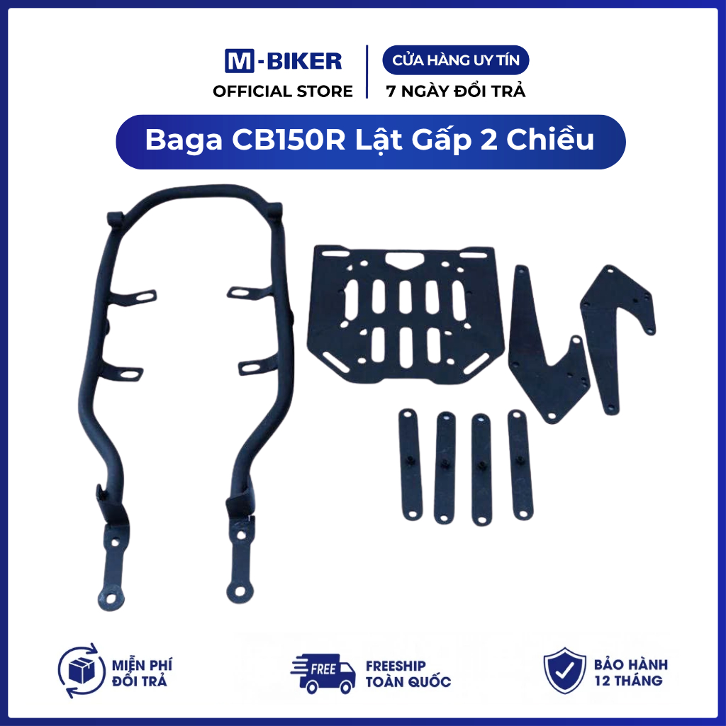 Baga CB150R Lật Gấp 2 Chiều, baga gập cb150 mặt tấm | M-Biker