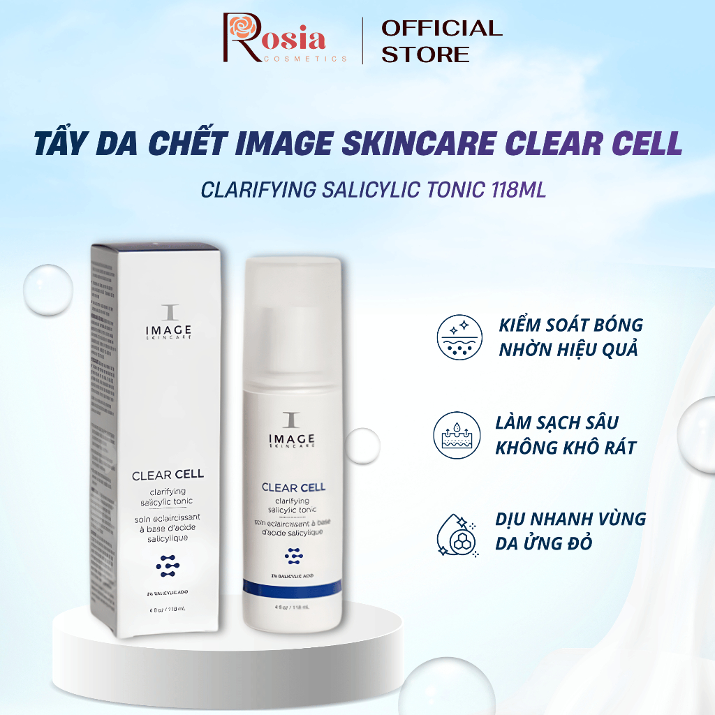 Tẩy da chết IMAGE Skincare CLEAR CELL Clarifying Salicylic Tonic 118ml BHA [Hàng Công Ty] - Rosia