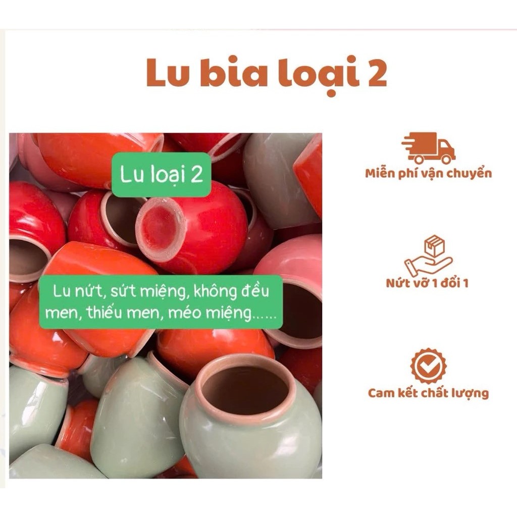 Hàng 0 đồng sale, đơn 1k free ship 0 đồng, Lu Bia Loại 2 – Lu Lỗi Sứt Miệng, Men Không Đều, Lu Sành 