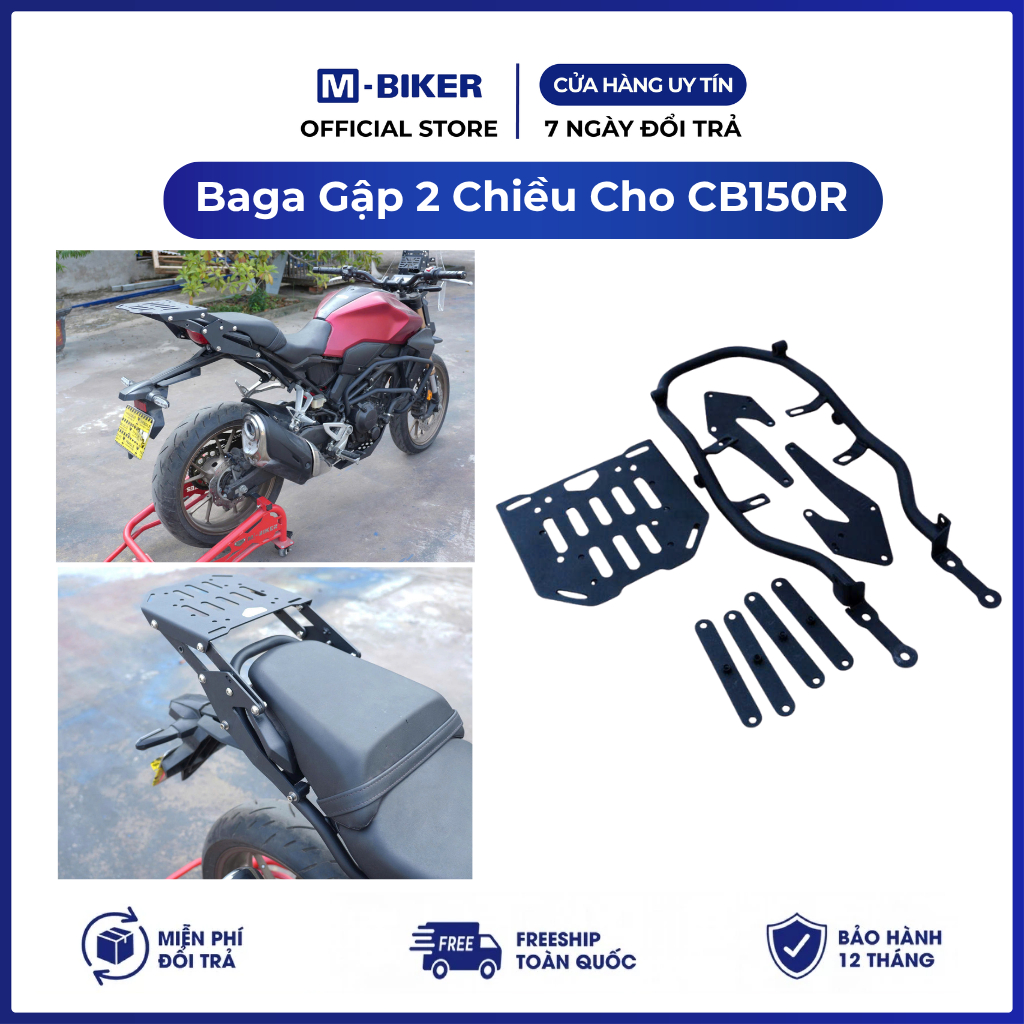 Baga Gập 2 Chiều CB150R, baga cb150 gập lật 2 chiều | M-Biker