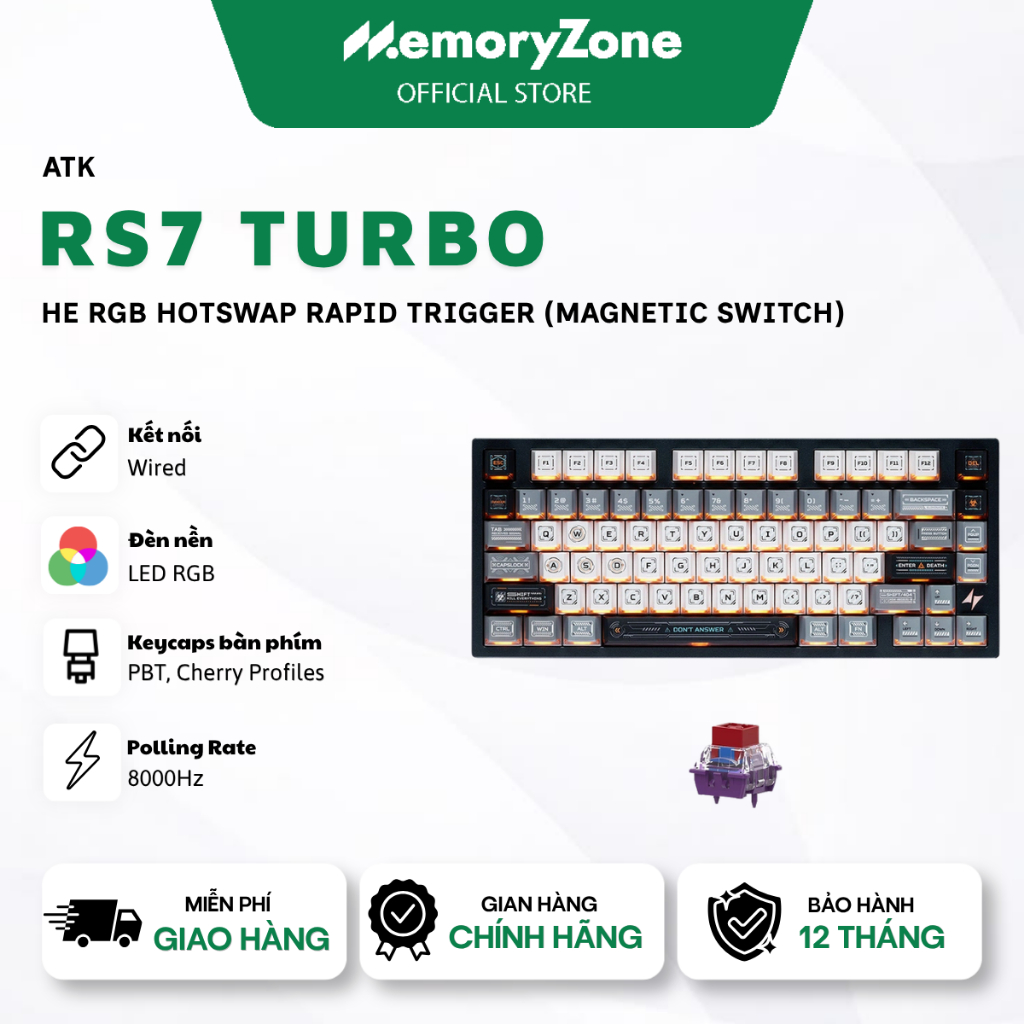 [CHÍNH HÃNG] Bàn phím cơ ATK RS7 Turbo HE RGB Hotswap Rapid Trigger (Magnetic Switch) - Bảo hành 12 tháng