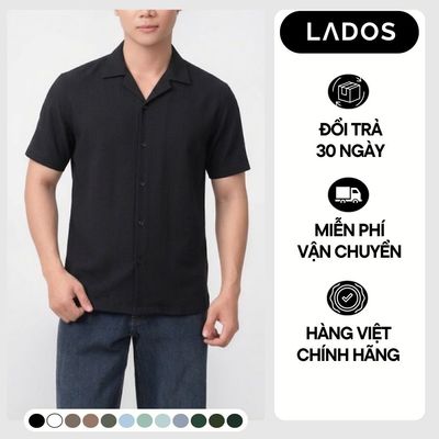 Áo sơ mi nam ngắn tay cổ vest form đẹp LADOS 28085 vải đũi thấm hút, sang trọng dễ phối đồ