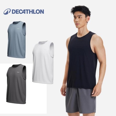 Áo thun thể thao tank top nam run dry DECATHLON chuyên chạy bộ, nhanh khô đen