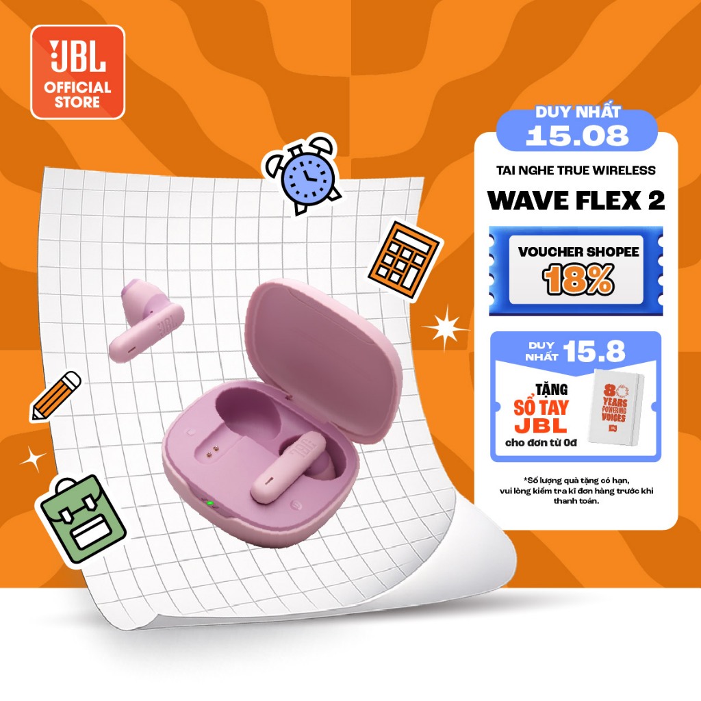 [ĐỘC QUYỀN] Tai Nghe TWS Earbuds JBL WAVE FLEX 2 Chơi Nhạc Tới 40 Giờ Kháng Bụi Nước IP54