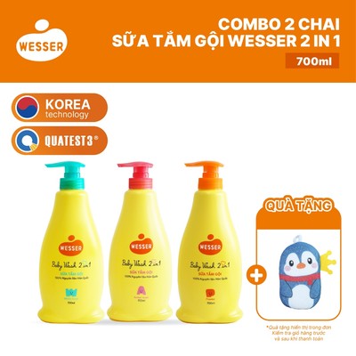 COMBO 2 CHAI sữa tắm gội WESSER 2 in 1 700ml