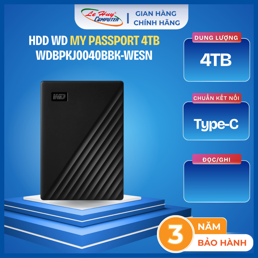 HDD WD My Passport 4TB 2.5" USB 3.2  - Hàng Chính Hãng