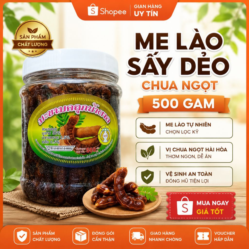 Me  Lào sấy dẻo chua ngot 500gam