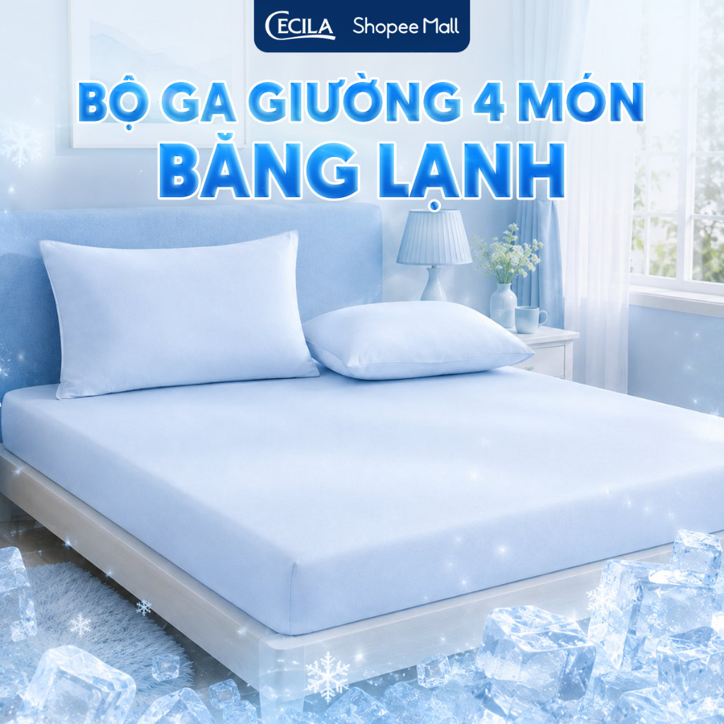 Ga giường băng lạnh CECILA  Gối Nệm Y Tế vải băng lạnh mát mướt mịn đủ size m4 m6 m8