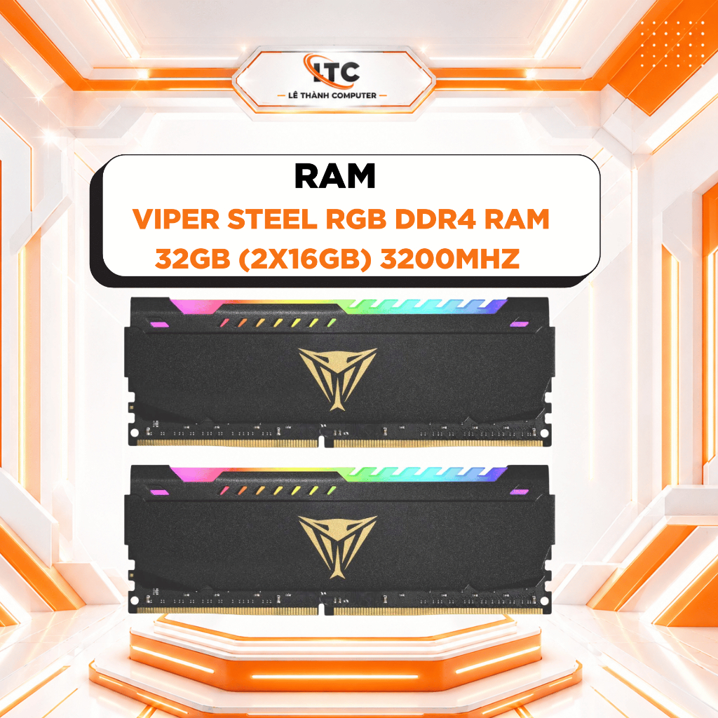 Ram desktop Patriot Viper STEEL RGB BLACK 32GB (2x16GB) DDR4 3200MHz (PVSR432G320C8K)