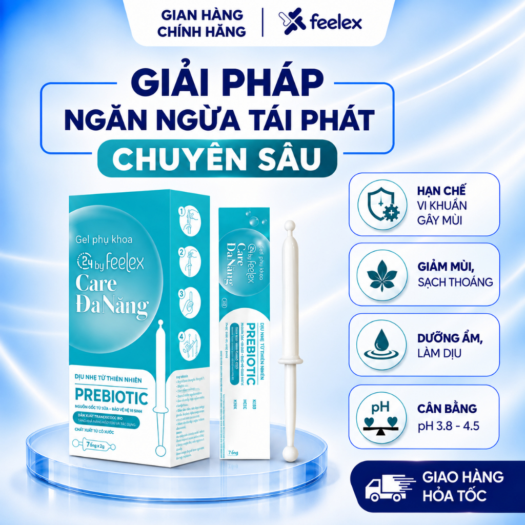 Gel phụ khoa Inner C24 Feelex Care Đa Năng dạng đũa hộp 7 chiếc, hỗ trợ cấp ẩm, cân bằng pH, làm sạc
