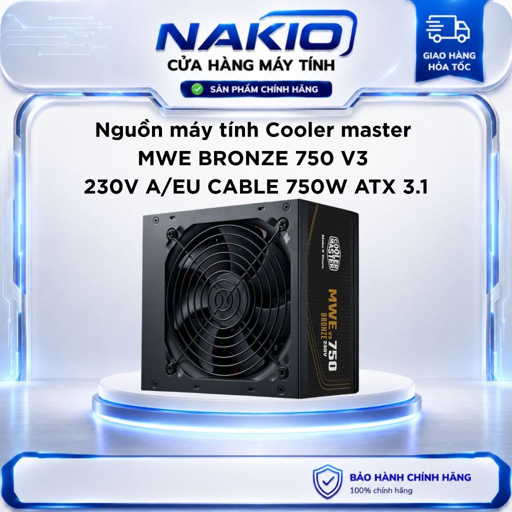 Nguồn máy tính Cooler master  MWE BRONZE 750 V3  230V A/EU CABLE 750W ATX 3.1