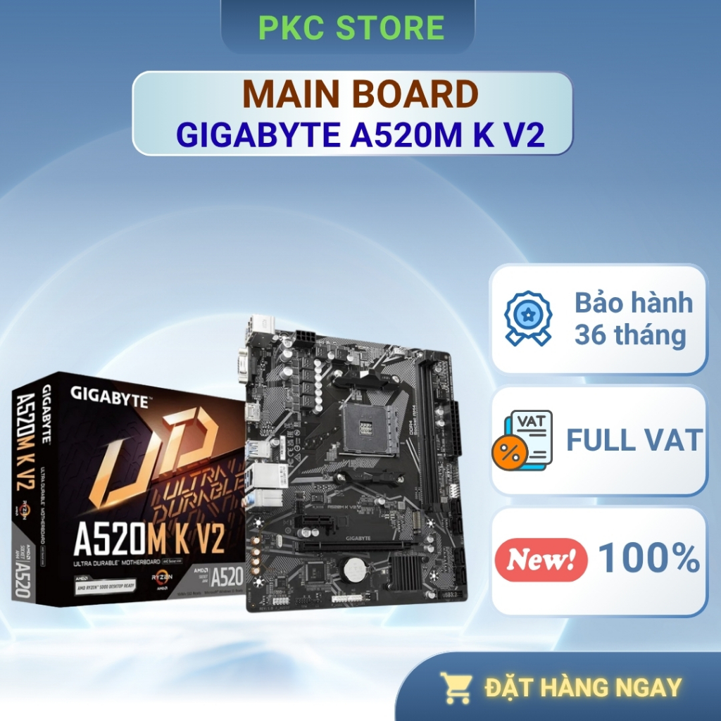 Mainboard Gigabyte A520M K V2 (AMD A520/ Socket AM4/ M-ATX/ 2 khe ram) ( Full VAT )
