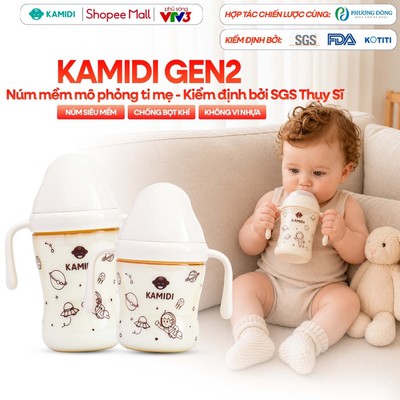 Bình Sữa Kamidi GEN 2 PPSU Núm Mềm Mô Phỏng Ti Mẹ Họa Tiết Galaxy Cho Bé Tập Ti Bình