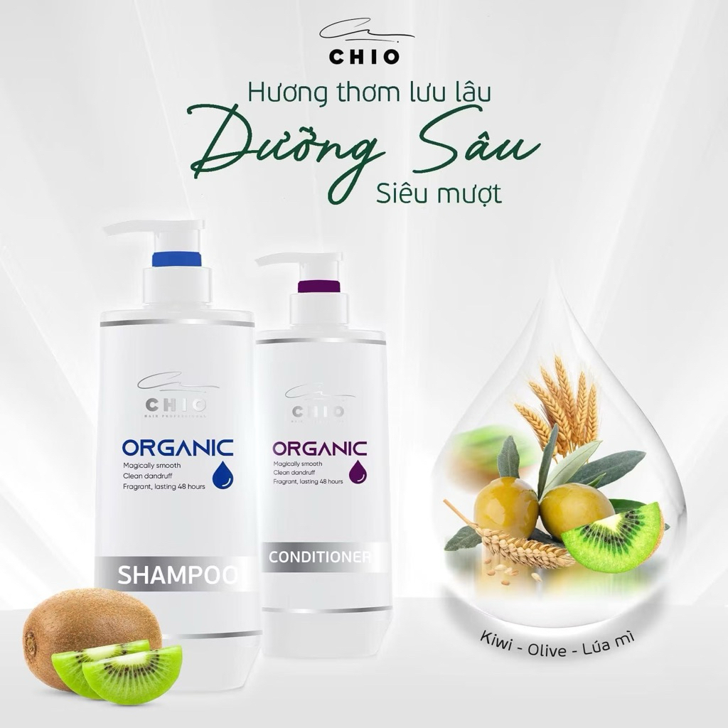 Bộ Gội Xả CHIO Organic Professional – Bí Quyết Sạch Dầu, Mềm Mượt & Lưu Hương 48H
