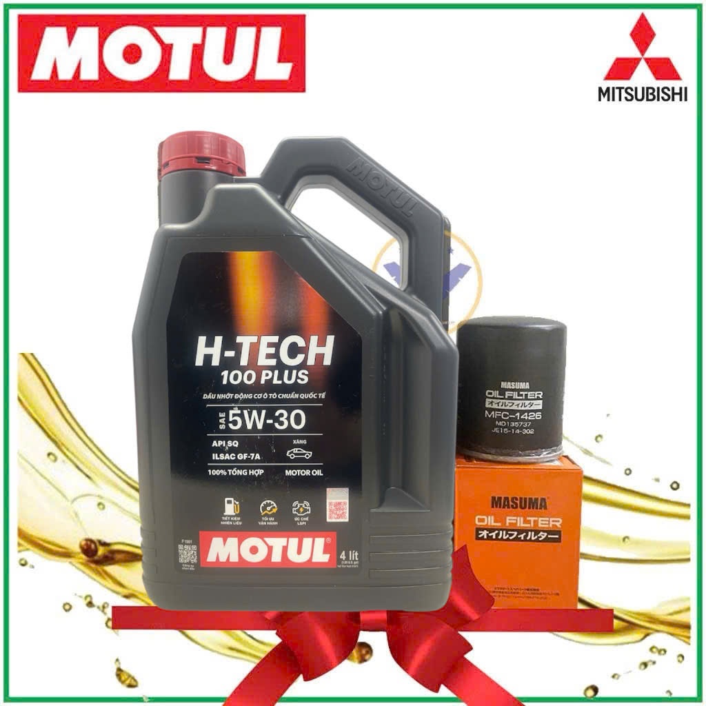 COMBO Dầu nhớt Motul H-Tech 100 Plus 5W30 và Lọc nhớt Masuma xe Mitsubishi Xpander, Xforce, Attrage,