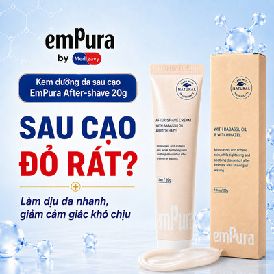 Kem Dưỡng Da Sau Cạo EmPura, Dưỡng Ẩm Giảm Ngứa, Kích Ứng, Mẩn Đỏ, Dịu Da After-Shave 20g