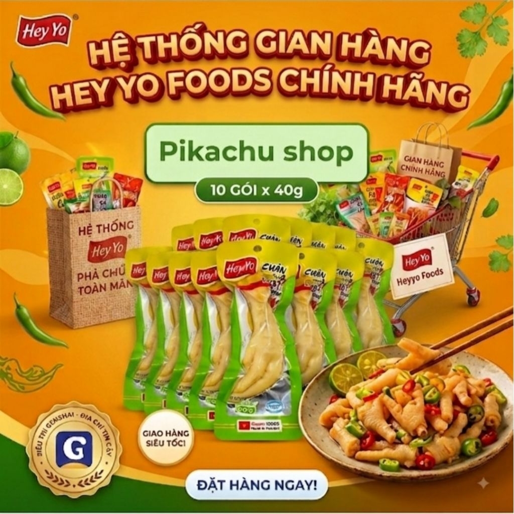 COMBO 10 Chân Gà Nhất Tâm, Chân Gà Hey Yo, Thơm Ngon, Dai Giòn, Hey Yo Food, Ăn Vặt Food