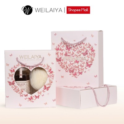 Set quà Sữa tắm trắng da cánh hoa hồng Damask 450ml và Sữa tắm trắng da, làm sạch da toàn thân Niacinamide WEILAIYA 450m