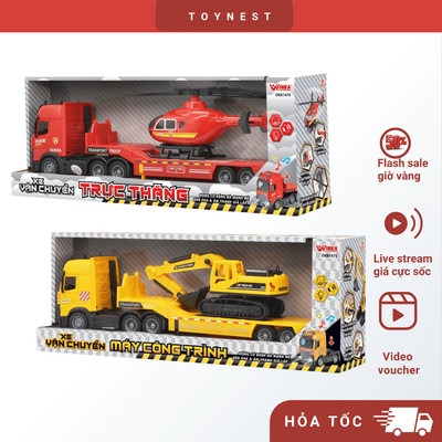 Đồ Chơi DUKA: Đồ Chơi Mô Hình Xe Vận Chuyển Cho Bé: Xe Vận Chuyển Trực Thăng DK81470 & Vận Chuyển Xe Công Trình DK81471
