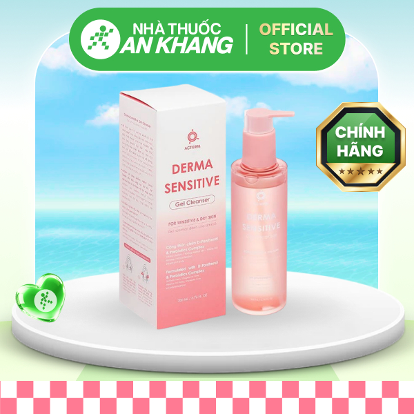 Gel rửa mặt Actidem Derma Sensitive làm sạch nhẹ nhàng cho da khô, nhạy cảm, da mụn chai 200ml [Chín