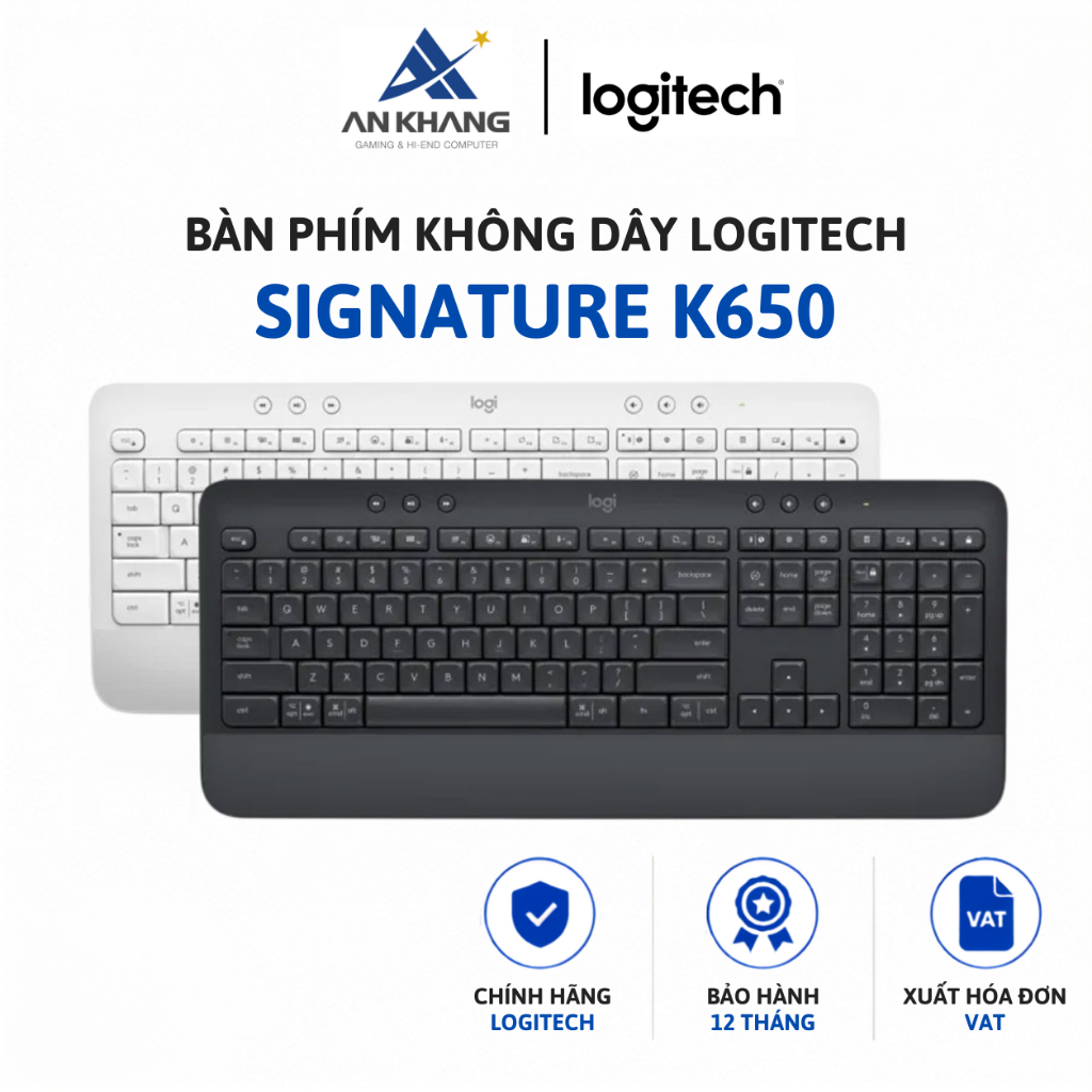 Bàn phím không dây Logitech K650 Signature Bluetooth Wireless Chính Hãng BH 12 Tháng