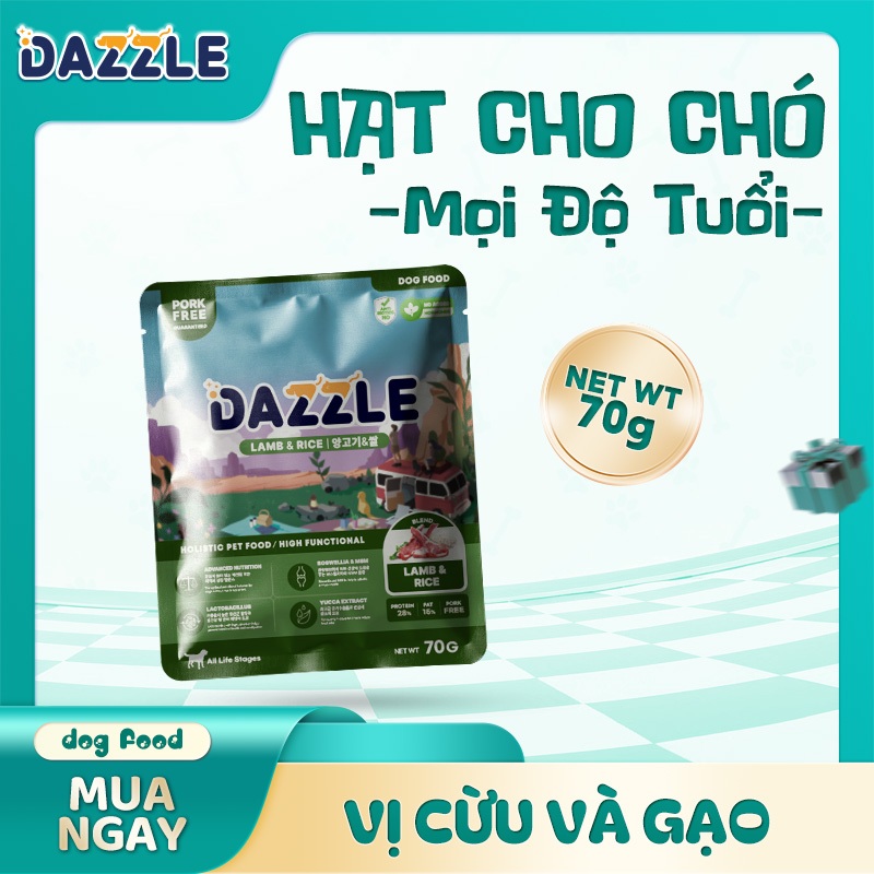 [70G] Hạt Cho Chó Dazzle Vị Cừu & Gạo Thức Ăn 70G Dazzle Pet food