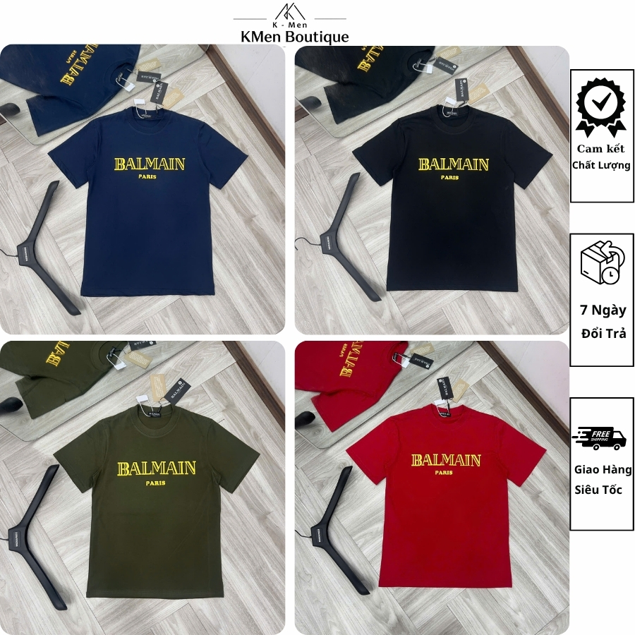 Áo Thun Nam BALMAIN PARIS Cổ Tròn Cotton Cao Cấp Form Đẹp Trẻ Trung Năng Động Nhiều Màu S M L XL