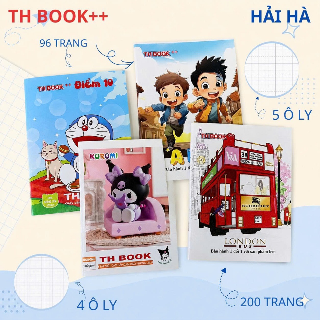 BACK TO SCHOOL | 1 LỐC 10 QUYỂN VỞ TH BOOK ++ 96 TRANG HOẶC 5 QUYỂN VỞ 200 TRANG ( Bìa giao ngẫu nhi