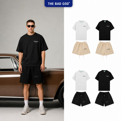 [NEW ARRIVAL 2026] Set bộ hè The Bad God Black Echo Áo thun Cotsyn Quần Nylon Gió Mềm Phong Cách Basic