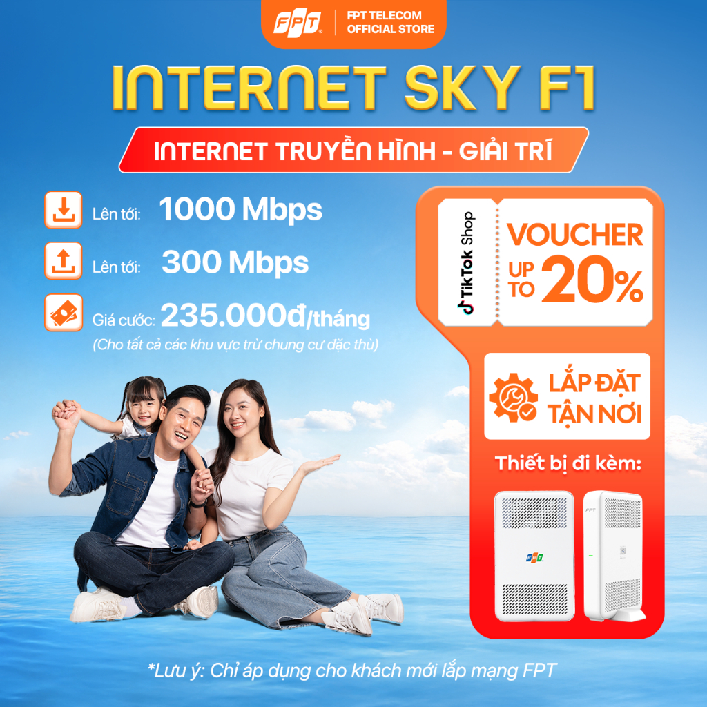 [GÓI 6T/12T] Gói Internet SKY F1 | Sử dụng đến 12-20 thiết bị | Trang bị 01 Modem & 01 Access Point 