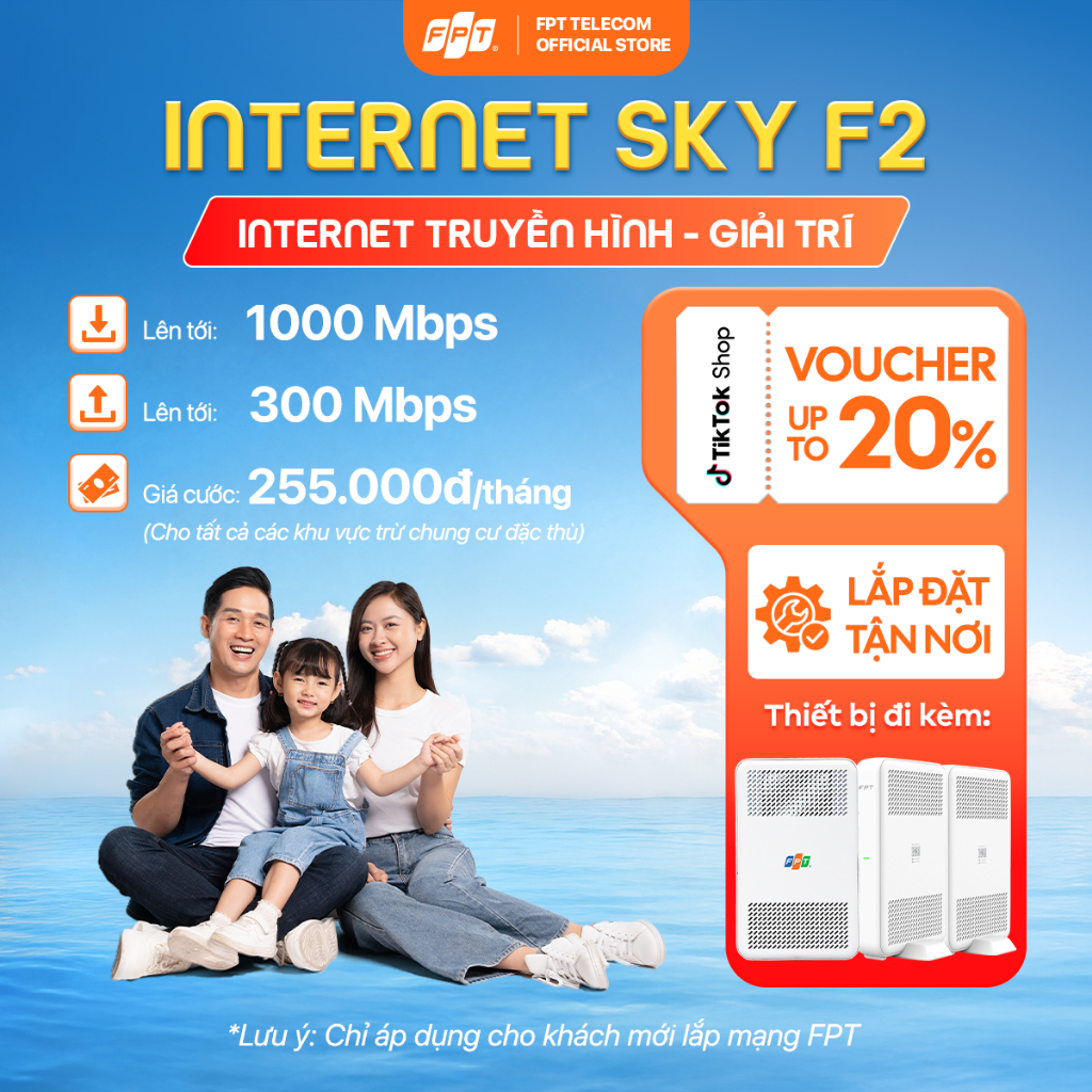 [GÓI 6T/12T] Gói Internet SKY F2 | Sử dụng đến 12-20 thiết bị | Trang bị 01 Modem & 02 Access Point 