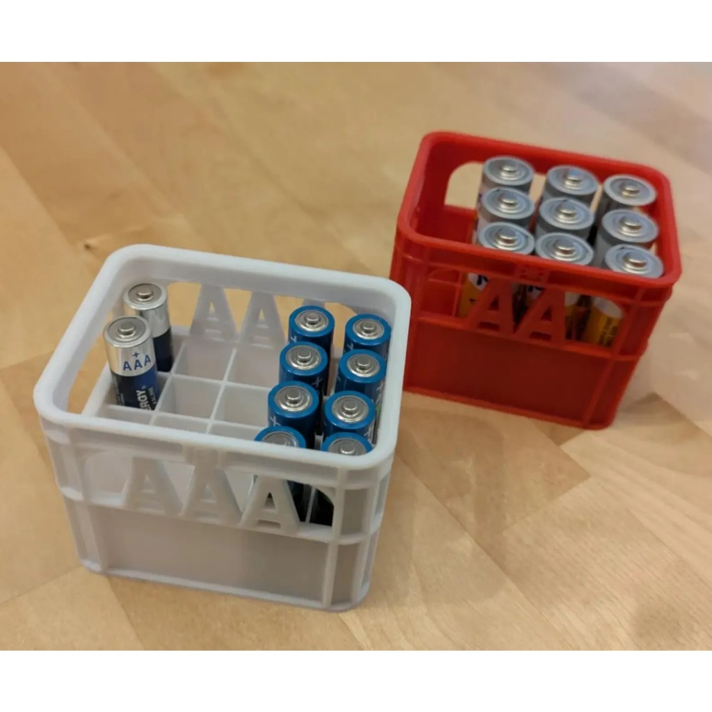 Battery Crate Storage for AA and AAA | 2-Pack | Dispenser for Batteries | Stackable