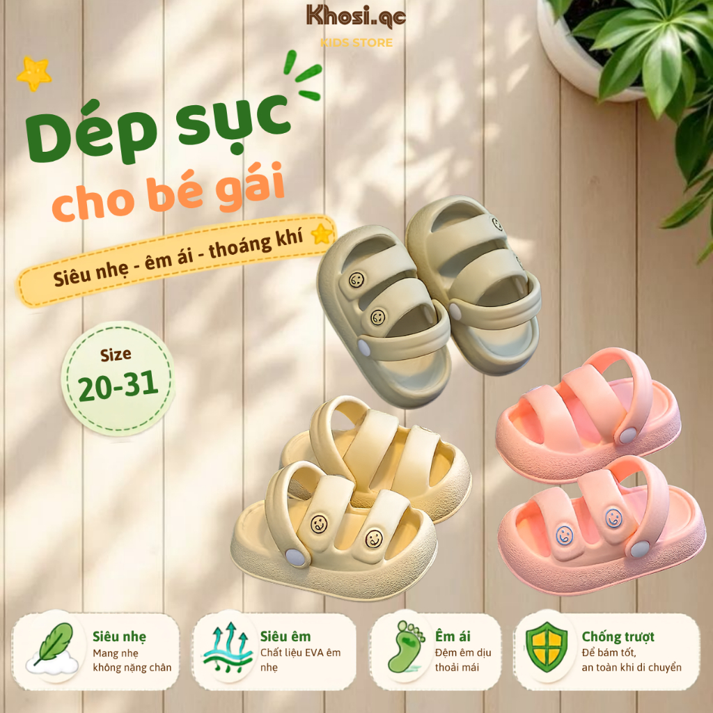 Sandal Bé Gái Êm Nhẹ Chất Liệu EVA - Dép Cho Bé Trai Bé Gái Đế Mềm Chống Trơn (EV20)