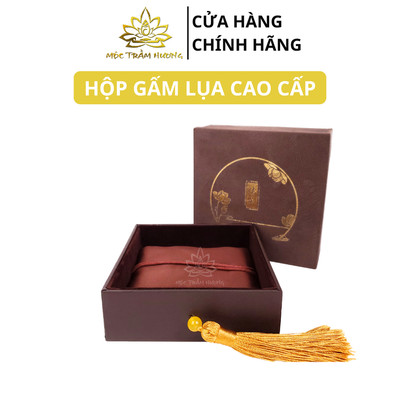 Hộp Đựng Vòng Tay Trang Sức Gấm Lụa Cao Cấp Kèm Túi Nhung 11x11x5cm - Mộc Trầm Hương MTH