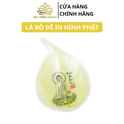 Lá Bồ Đề In Hình Phật Màu Vàng - Mộc Trầm Hương MTH