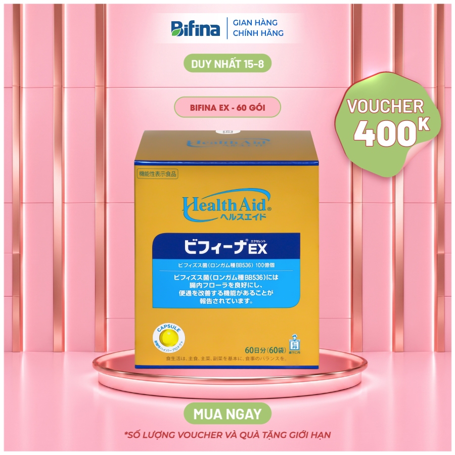 [Bifina x Hannah] Men Tiêu Hóa Bifina Nhật Bản Loại EX - Hỗ trợ giảm táo bón, tiêu chảy, tiêu hoá kh