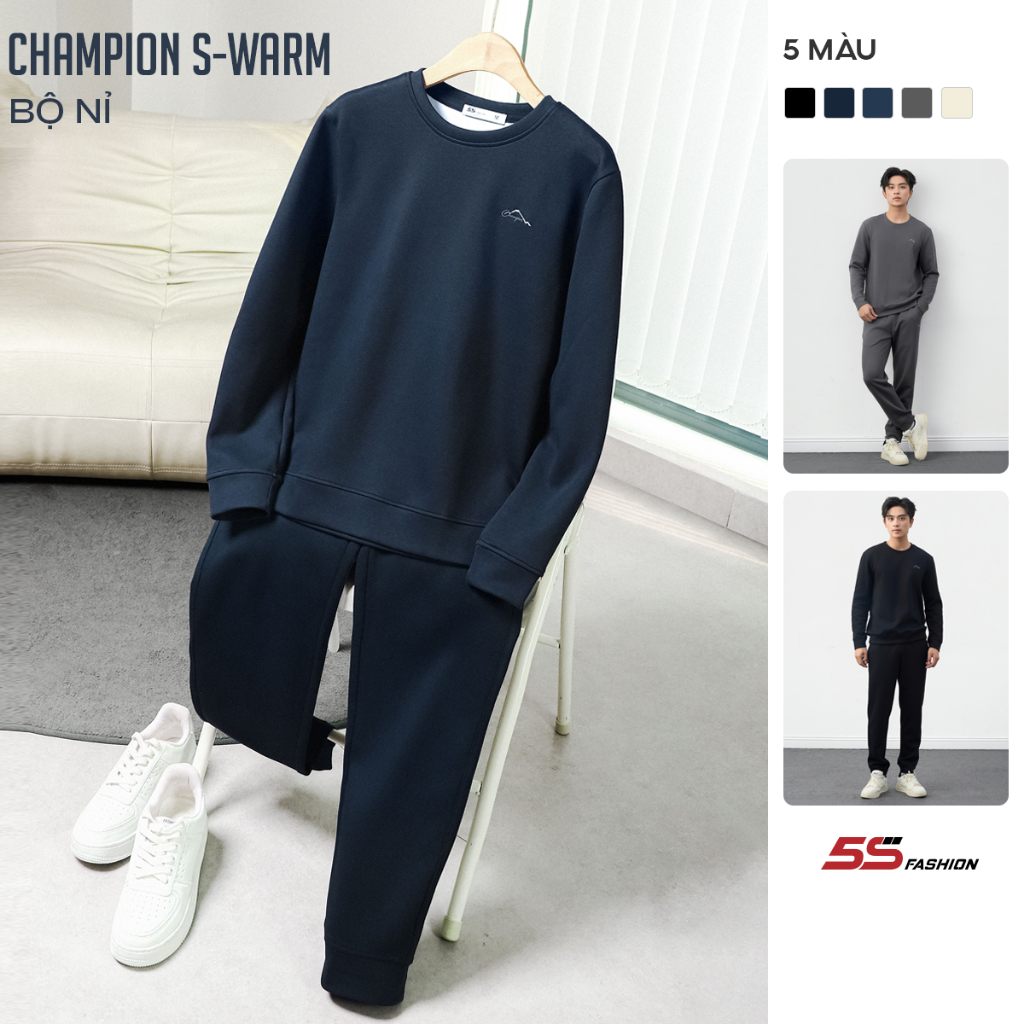 [SVIP X 5S] Bộ Quần Áo Nỉ Nam Mùa Đông 5S FASHION CHAMPION Dày Dặn, Giữ Ấm, Thêu Tinh Tế 01-MBNIR501