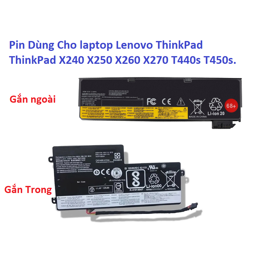Pin Dùng Cho laptop Lenovo ThinkPad ThinkPad X240 X250 X260 X270 T440s T450s.