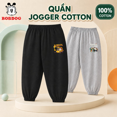 Quần dài bé trai BOBDOG dáng jogger chất thun thoáng mát mềm mại in hình oto cho bé