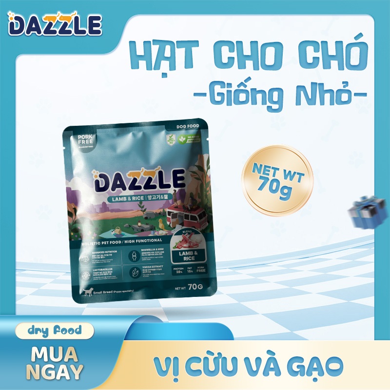 [70G] Hạt Cho Chó Dazzle Vị Cừu & Gạo Thức Ăn Cho Chó Nhỏ 70G Dazzle Pet food