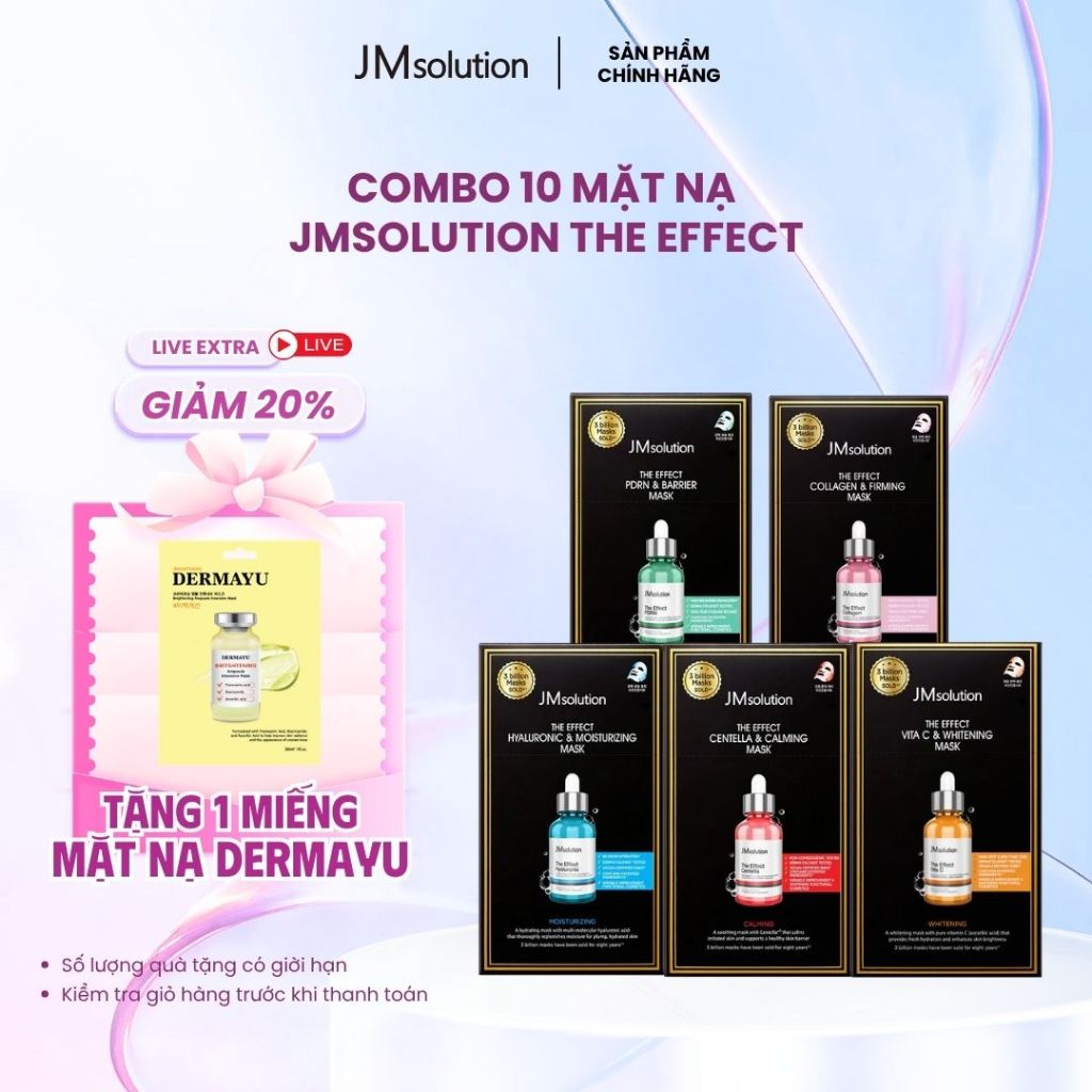 [Tặng 1 Mask Dermayu] COMBO 10 Mặt Nạ Hỗ Trợ Nuôi Dưỡng Da JMSolution The Effect 24ml x 10 - JMSolut