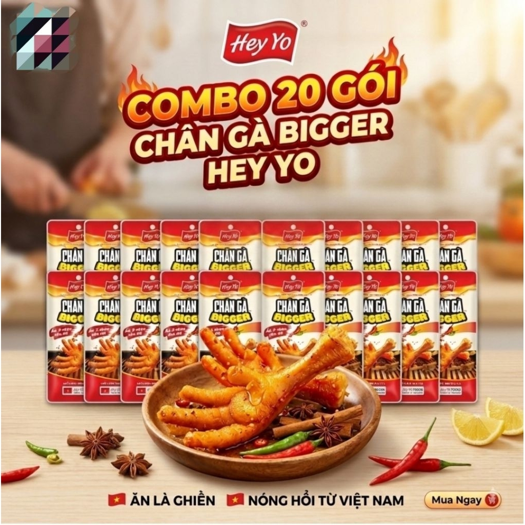 COMBO 20 Gói Chân Gà X2 Big Ger Của Hey Yo, Chân gà Hey Yo, Hey Yo Food, Ăn Vặt Food