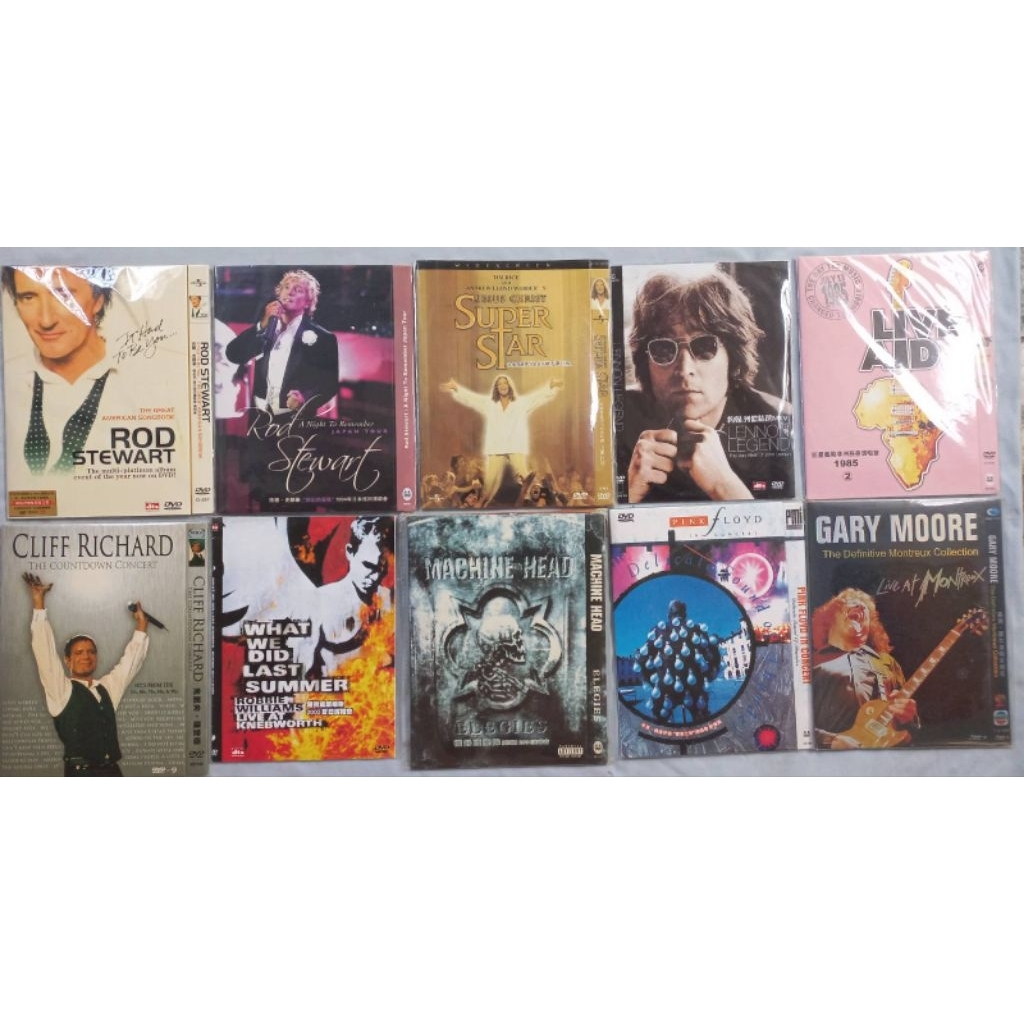 Combo 10 đĩa DVD nhạc quốc tế (đã qua sử dụng) như hình.