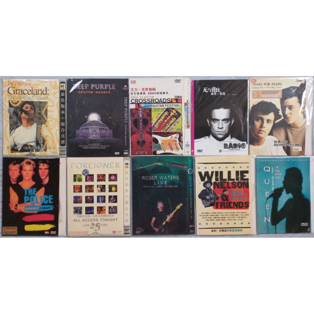 Combo 10 đĩa DVD nhạc quốc tế  (đã qua sử dụng) như hình.