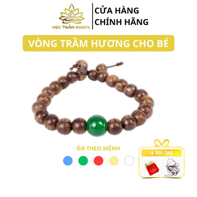 Vòng Tay Trầm Hương Cho Bé Mix Đá Theo Mệnh Trầm Tốc Việt Size 6/7/8mm - Mộc Trầm Hương MTH